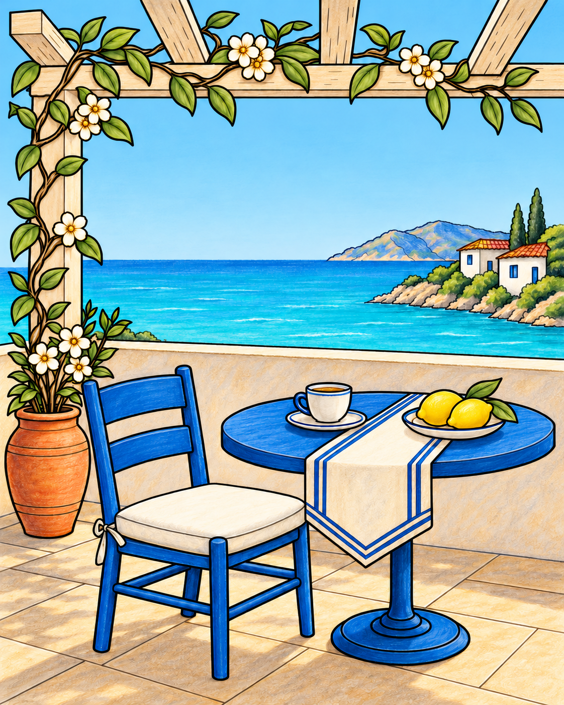 The same terrace in an example colored version